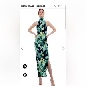 Norma Kamali mock neck halter maxi size S